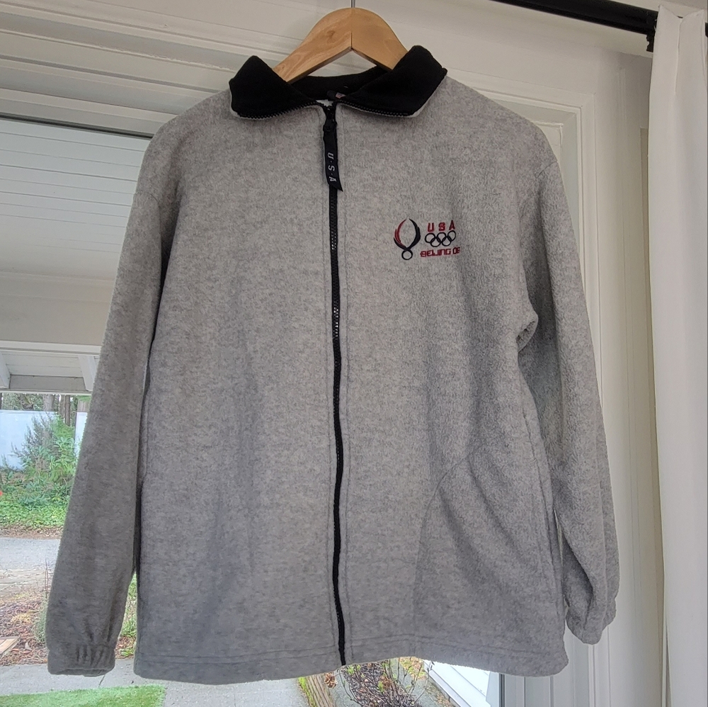 USA Beijing Olympics 2008 Gray Zip Up Fleece Women's Size Medium